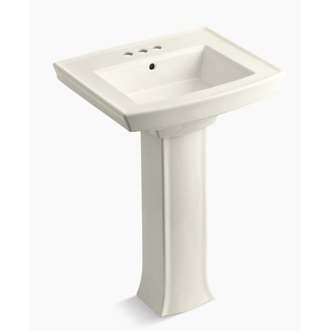 Archer Pedestal Sink & Base w/4" Faucet Holes in Biscuit