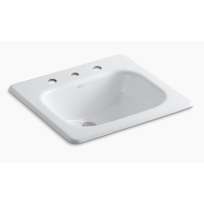 Tahoe 21x19" Drop-In Lav Sink w/8" Wide Facuet Holes in White