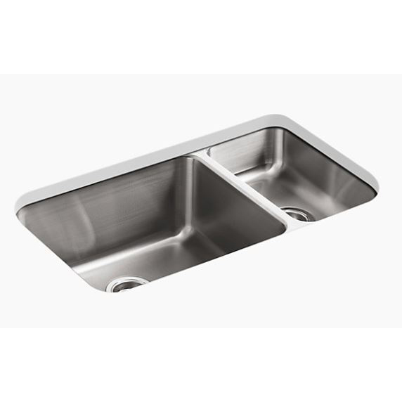 Undertone 31-1/2x18x9-3/4" Stainless Steel Double Bowl Sink