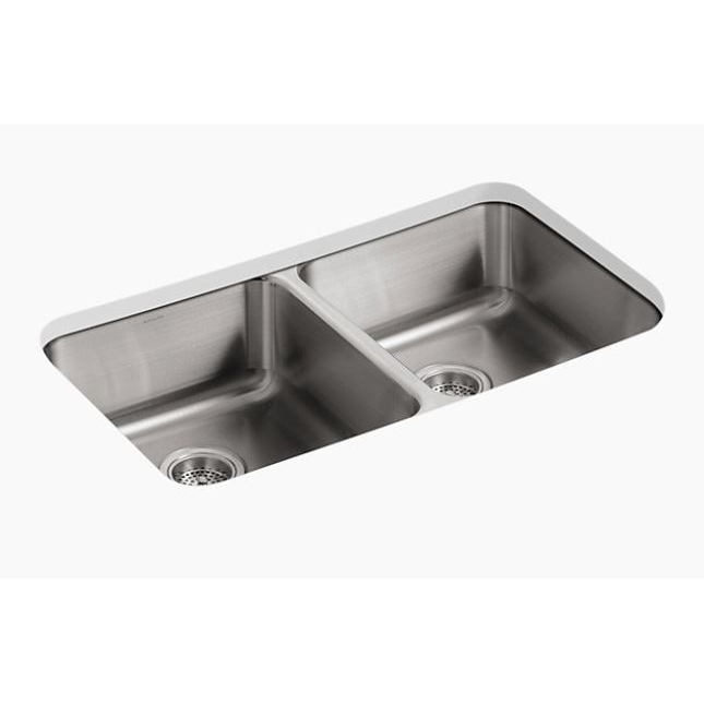 Undertone 31-1/2x18x7-3/4" Stainless Steel Double Bowl Sink