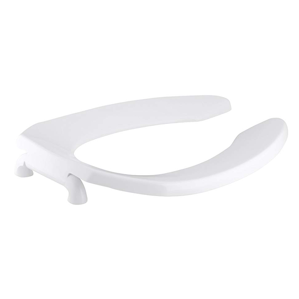 Lustra White Open Front Elongated Toilet Seat w/Check Hinge