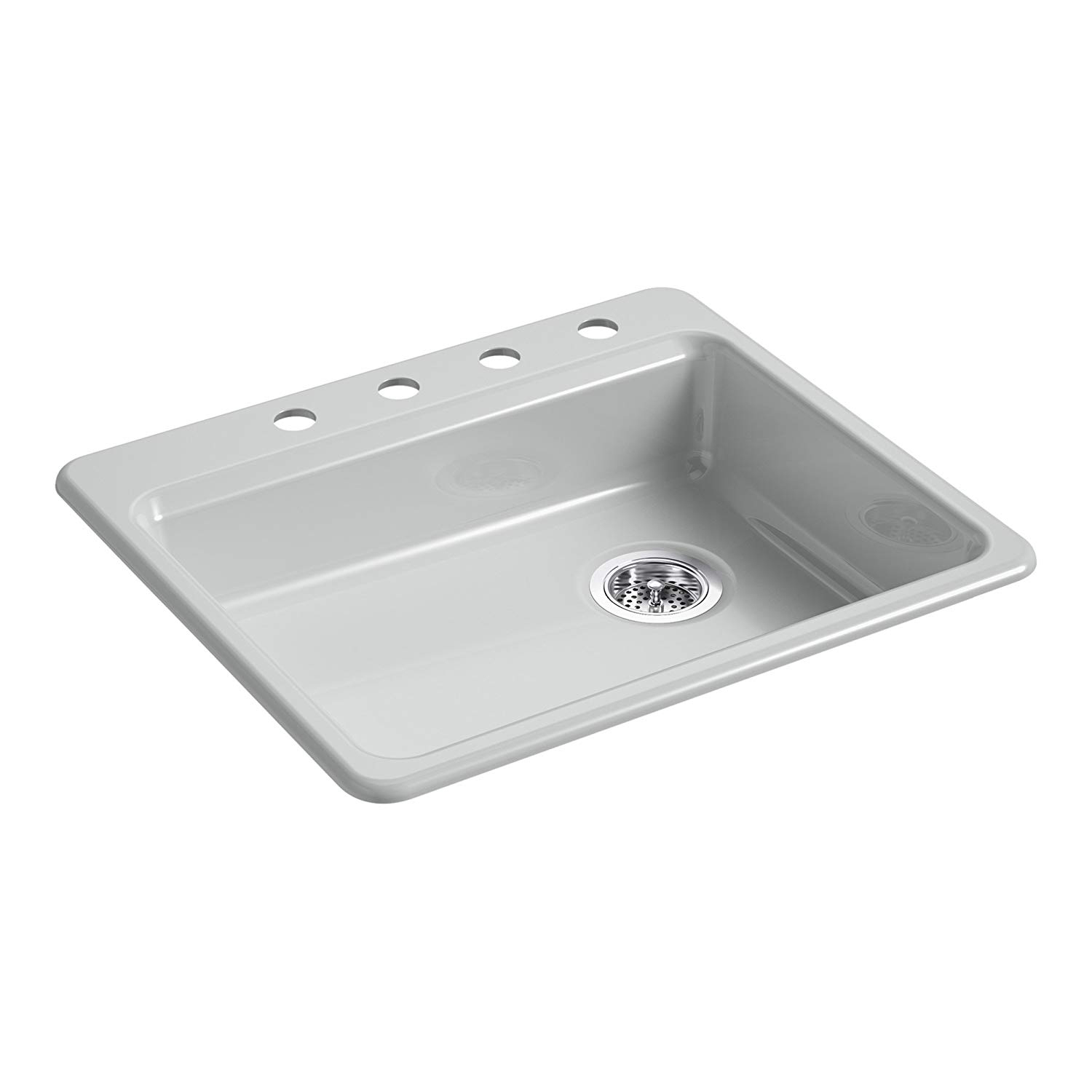 Riverby 25x22x5-7/8" Cast Iron Kitchen Sink Ice Grey 4 Hole