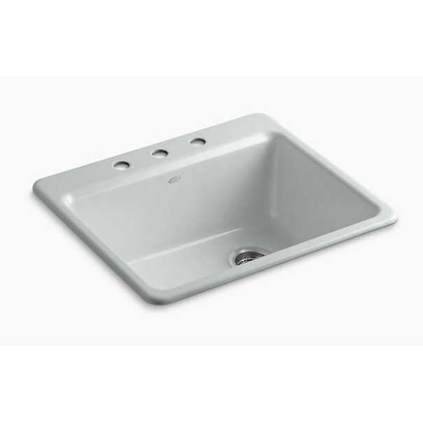 Riverby 25x22x9-5/8 Drop-In Kitchen Sink Kit Ice Grey 3 Hole