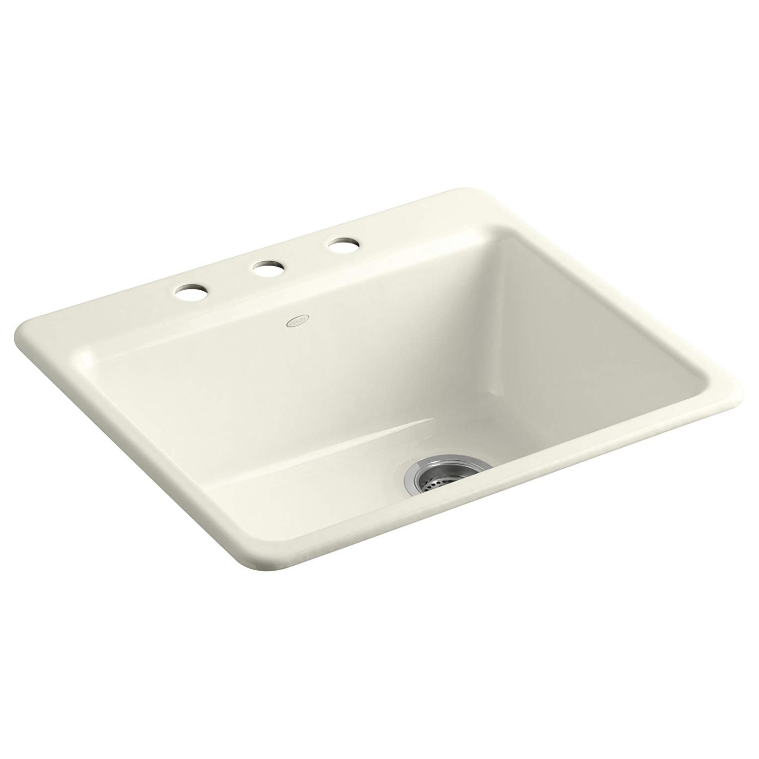 Riverby 25x22x9-5/8" Drop-In Kitchen Sink Kit Biscuit 3 Hole