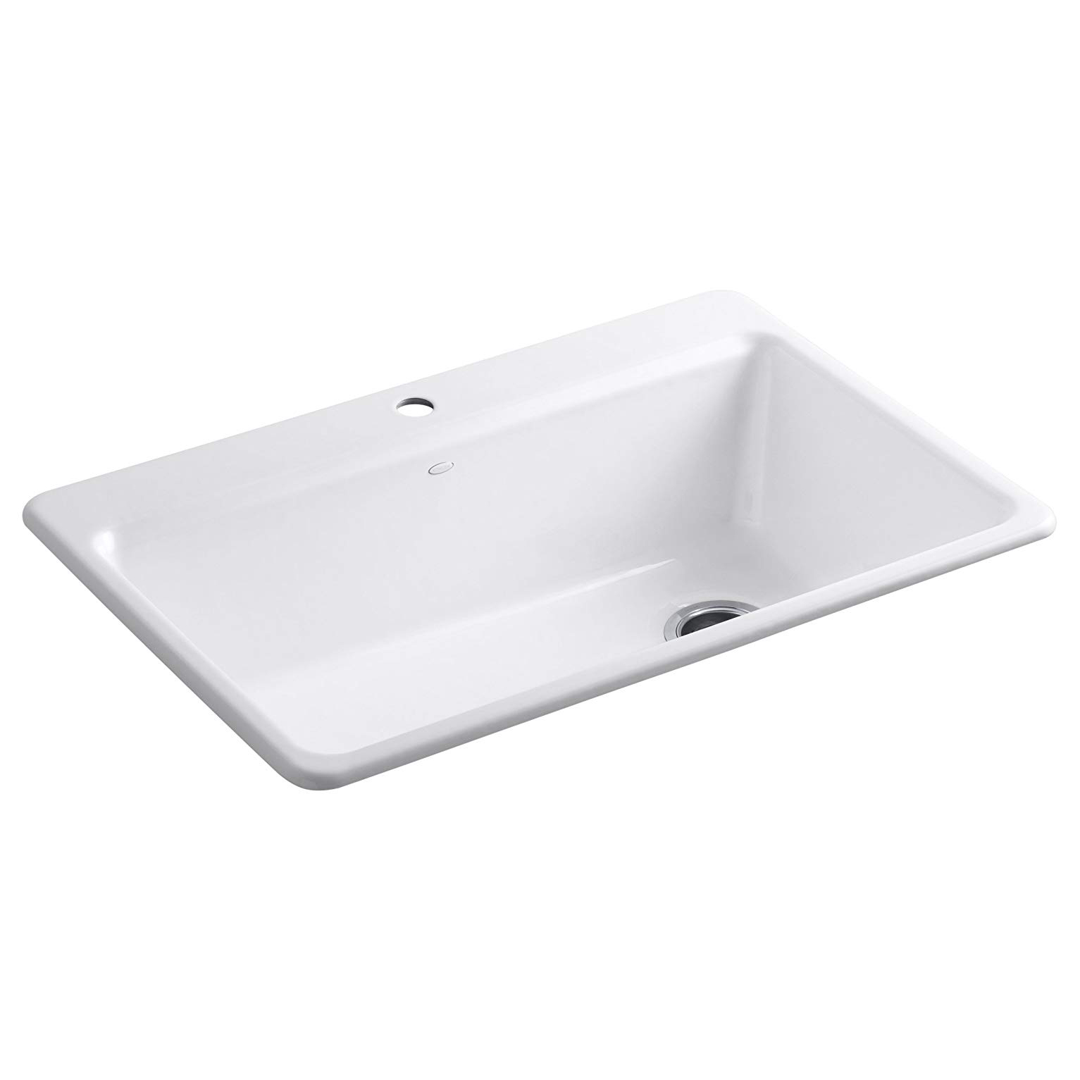 Riverby 33x22x9-5/8" Double Bowl Sink Kit in White w/1 Hole