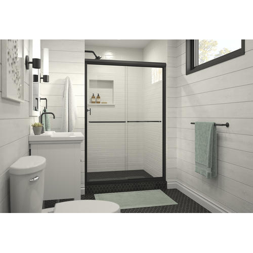 Finesse 47-5/8x70-1/16" Shower Door in Black & Clear Glass