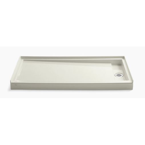 Groove 60x32" Single Threshold Shower Base in Biscuit
