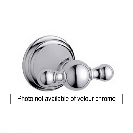 Geneva Double Robe Hook in Velour Chrome/Polished Chrome