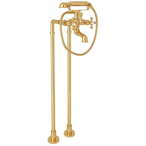 Arcana Floor Mounted Tub Faucet Plus Hand Shower In Italian Brass