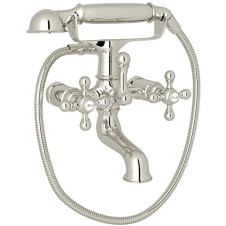 Arcana Wall Mounted Tub Faucet Plus Hand Shower In Polished Nickel