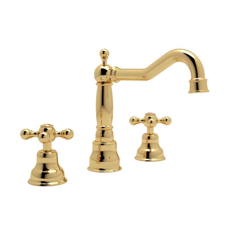 Arcana Widespread Lavatory Faucet in Inca Brass w/Cross Handles