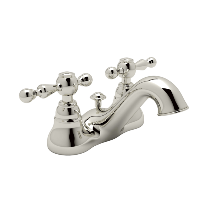 Country Arcana 4" Center Basin Mixer in Nickel w/Metal Levers