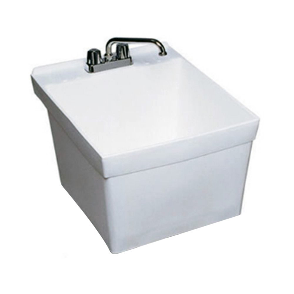 Single Bowl 20x24x12-19/64" Wall Mount Laundry Tub in White
