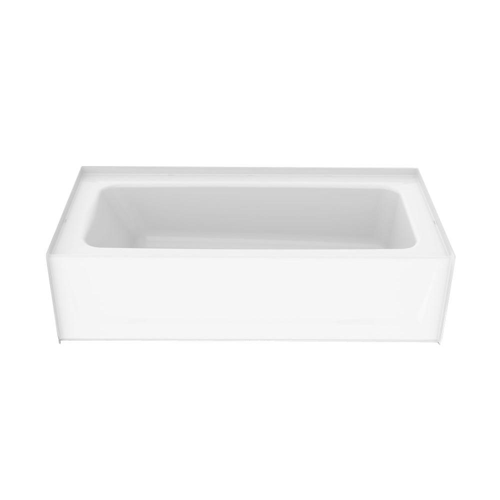 Aquatic 60x30x15" Soaking Bathtub in White w/Left Drain