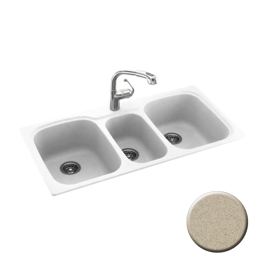 Triple Bowl 44x22x9-1/2" Dual Mount Sink in Prairie 1 HL