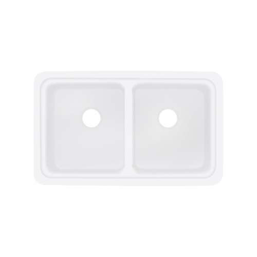Aberdeen 30x18x7-1/2" Equal Double Bowl Sink in White