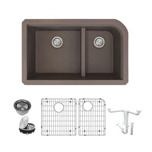 Radius 31-3/4x19-1/4x9-1/2" Double Bowl Sink Kit in Espresso