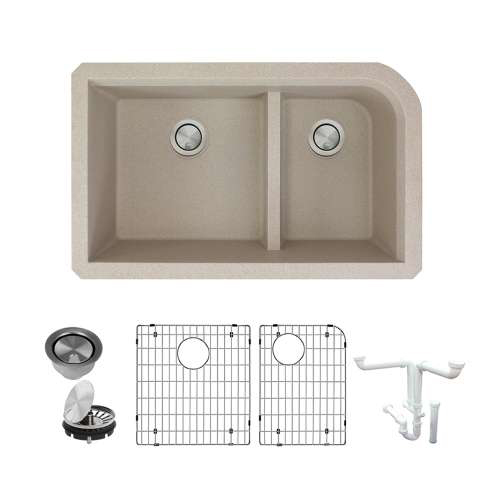 Radius 31-3/4x19-1/4x9-1/2" Double Bowl Sink Kit Café Latte