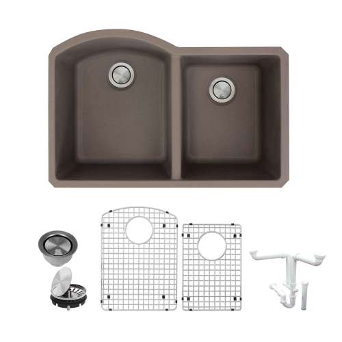 Aversa 31-3/8x20-1/2x9-1/2" 1-3/4 Dbl Bowl Sink Kit Espresso