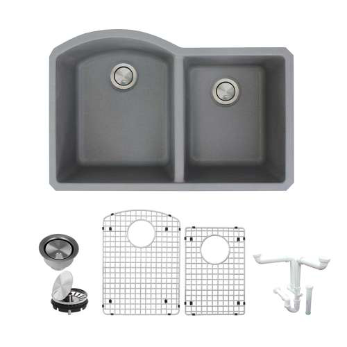 Aversa 31-3/8x20-1/2x9-1/2" 1-3/4 Dbl Bowl Sink Kit in Grey