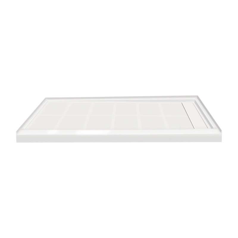 Linear 60x32" Shower Base in White w/Right Drain