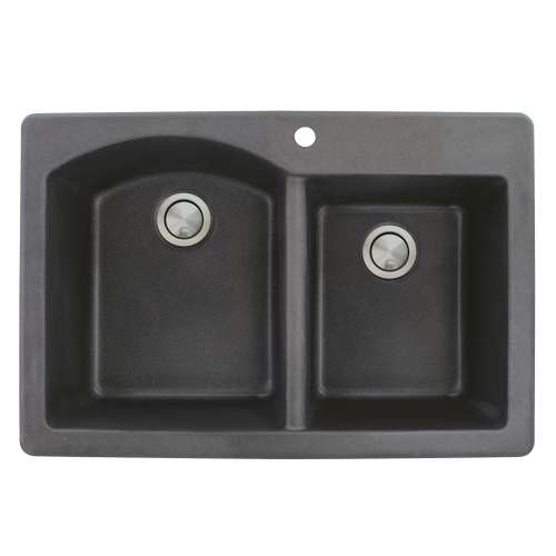 Aversa 33x22x9-1/2" 1-3/4 Dbl Bowl Sink in Black 1 HL