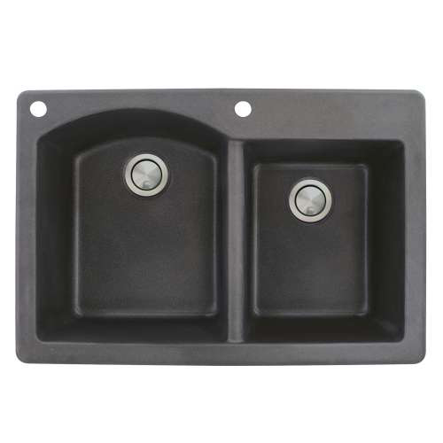 Aversa 33x22x9-1/2" 1-3/4 Dbl Bowl Sink in Black 2 HL