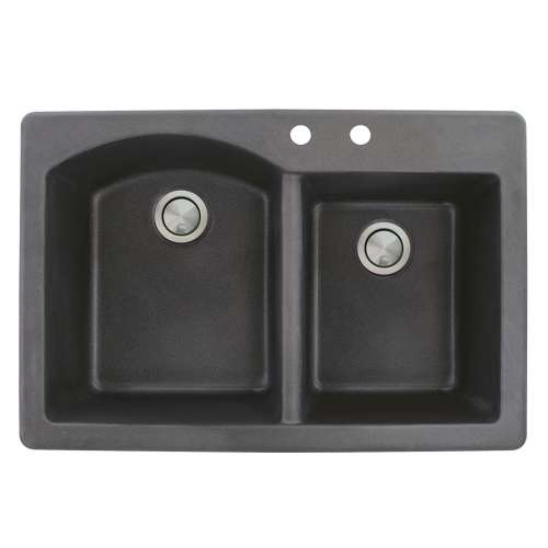 Aversa 33x22x9-1/2" 1-3/4 Dbl Bowl Sink in Black 2 HL