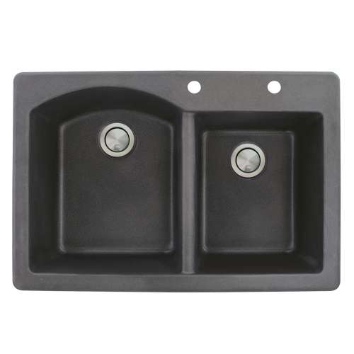 Aversa 33x22x9-1/2" 1-3/4 Dbl Bowl Sink in Black 2 HL