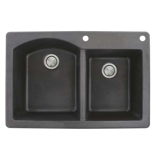 Aversa 33x22x9-1/2" 1-3/4 Dbl Bowl Sink in Black 2 HL