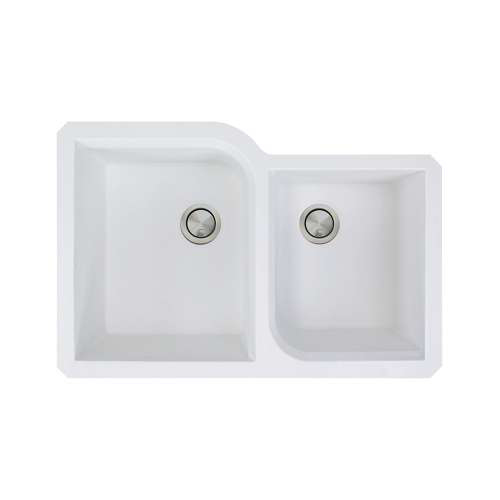 Radius 31-3/4x20-3/4x9-1/2" Double Bowl Sink in White
