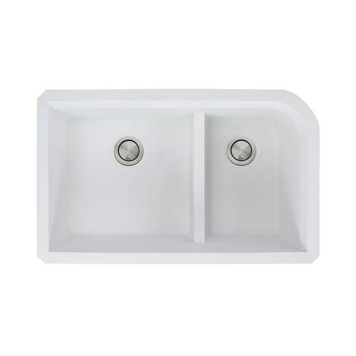 Radius 31-3/4x19-1/4x9-1/2" Double Bowl Sink in White