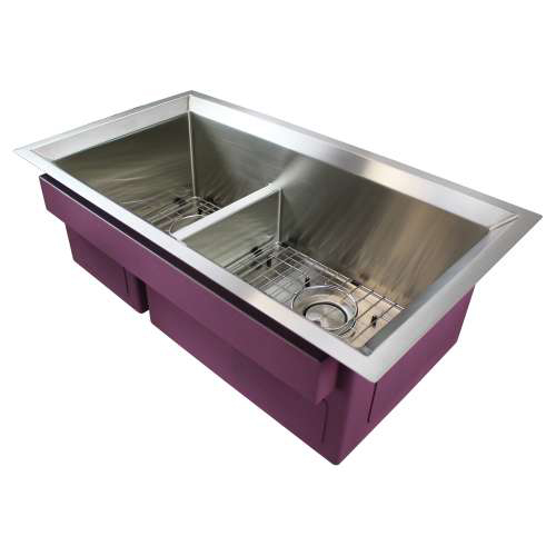 Studio 33x18-1/2x11" Stainless Steel 60/40 Dbl Bowl Sink Kit