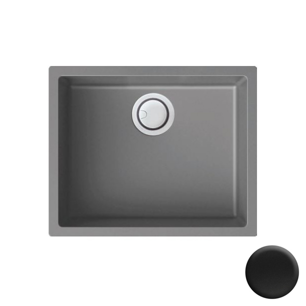 Zero 21-57/64x17-61/64x7-7/8" One Bowl Kitchen Sink in Black