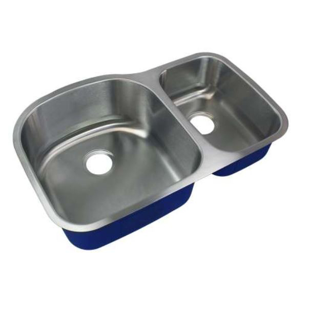 31-1/2x20-15/32x9" Stainless Steel 75/25 Double Bowl Sink