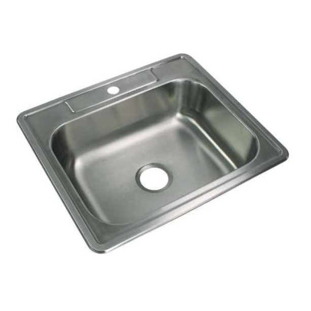 25x22x7" Drop-In Single Bowl Kitchen Sink w/1 Faucet Hole
