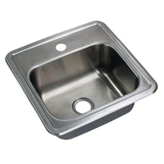 15x15x6" Stainless Steel Single Bowl Bar Sink 1 Faucet Hole