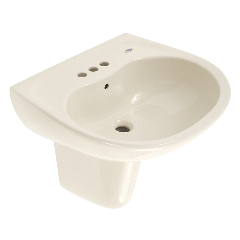 Supreme Wall Lav Sink w/Shroud in Colonial White w/4" Fct Hole