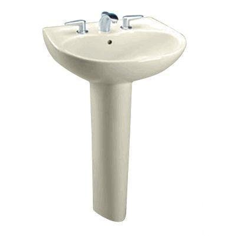 Supreme Pedestal Sink & Base in Bone w/8" Faucet Holes