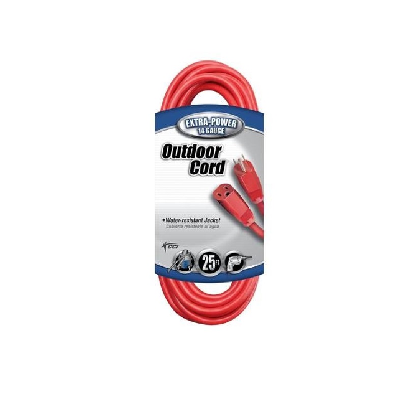 Coleman Cable 25 ft Extension Cord 14/3 Wire Red Jacket