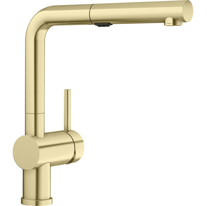 Linus Single Hole Pull Out Kitchen Faucet in Satin Gold