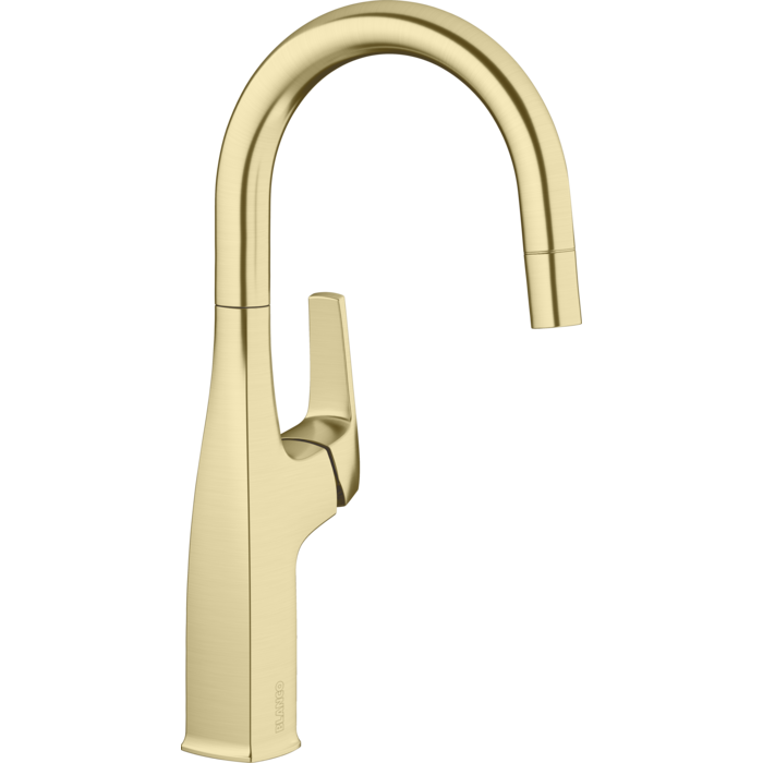 Rivana Single Hole Pull-Down Spray Bar Faucet in Satin Gold