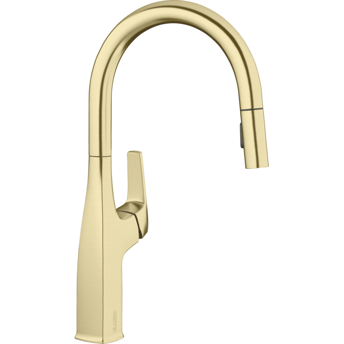 Rivana High Arc Kitchen Faucet w/Pull-Down Spray in Satin Gold
