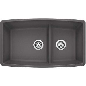 Performa 33x19x10" Medium 1-3/4 Double Bowl Sink in Cinder