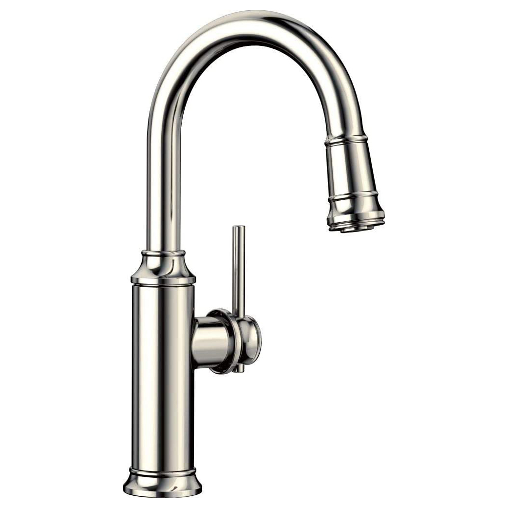 Empressa 1-Hole Pull-Down Spray Bar Faucet in Polished Nickel