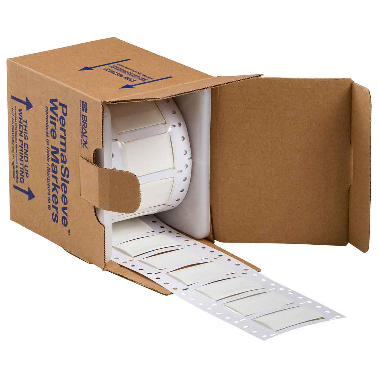 PermaSleeve 1.25x2" Double Side Wire Marking Sleeves White 250 per Roll