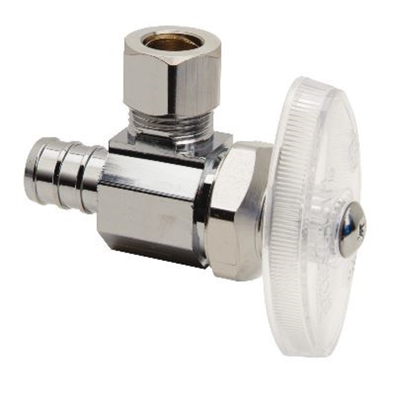 STOP ANGLE 1/2X3/8 CHROME PLATED BARBXCMP BRPX19X C F/PEX PIPING Maximum Pressure 125 PSI