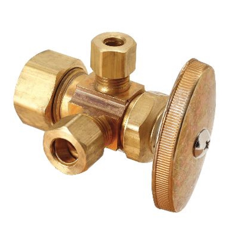 STOP ANGLE 1/2X3/8 ROUGH BRASS DUAL OUTLET Only CR1901LRX R1 - CMPXCMPXCMP Maximum Pressure 125 PSI Window Box Package