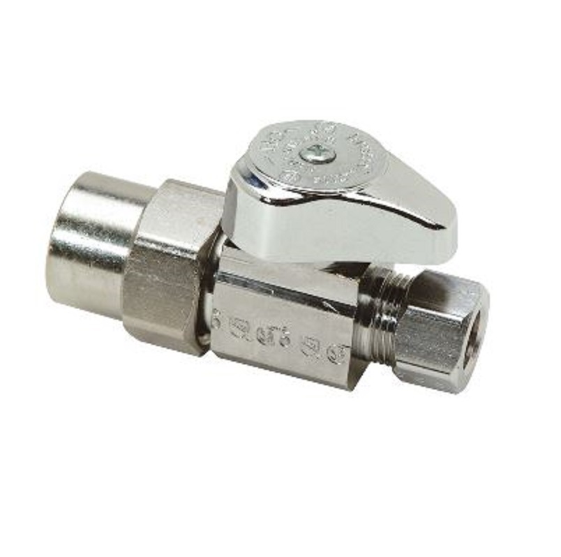 Stop Straight 1/2"X3/8" Chrome Plated CPVCXCMP 1/4-Turn Ball Stop Maximum Pressure 125 PSI