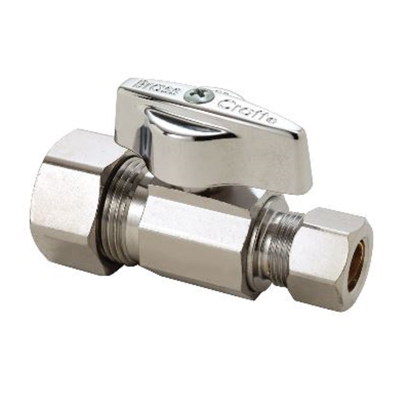 Stop Straight 1/2"X3/8" Chrome Plated CMPXCMP 1/4-Turn Ball Stop Maximum Pressure 125 PSI Window Box Package
